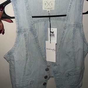 Striped Blue Denim Vest